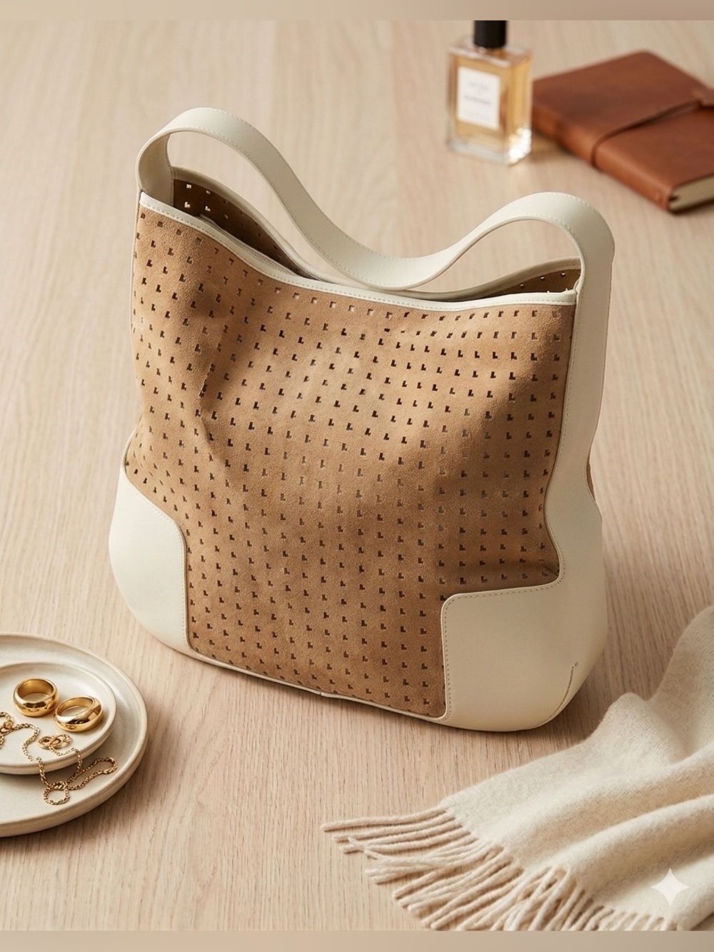 ⭐️RARE⭐️ LOEWE Vintage Anagram Perforated Suede Shoulder Bag